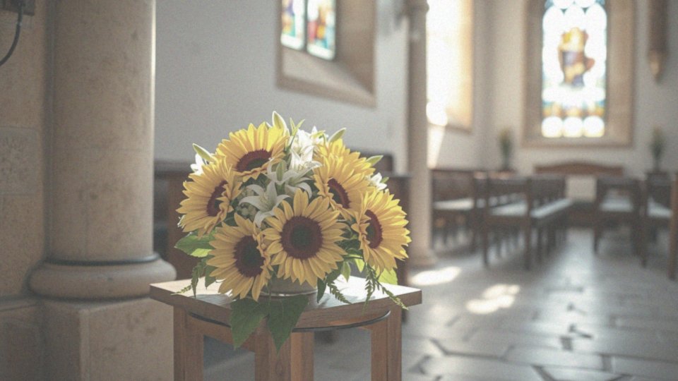 Jakie są porady dotyczące tworzenia kompozycji kwiatowych ze słoneczników dla kościoła?